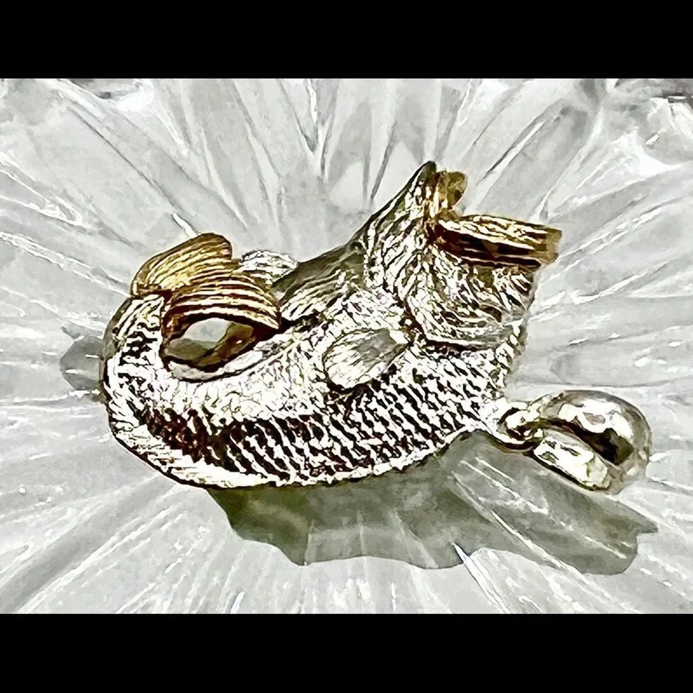 Sterling Silver Polished Jumping Bass with 14k Accents Pendant